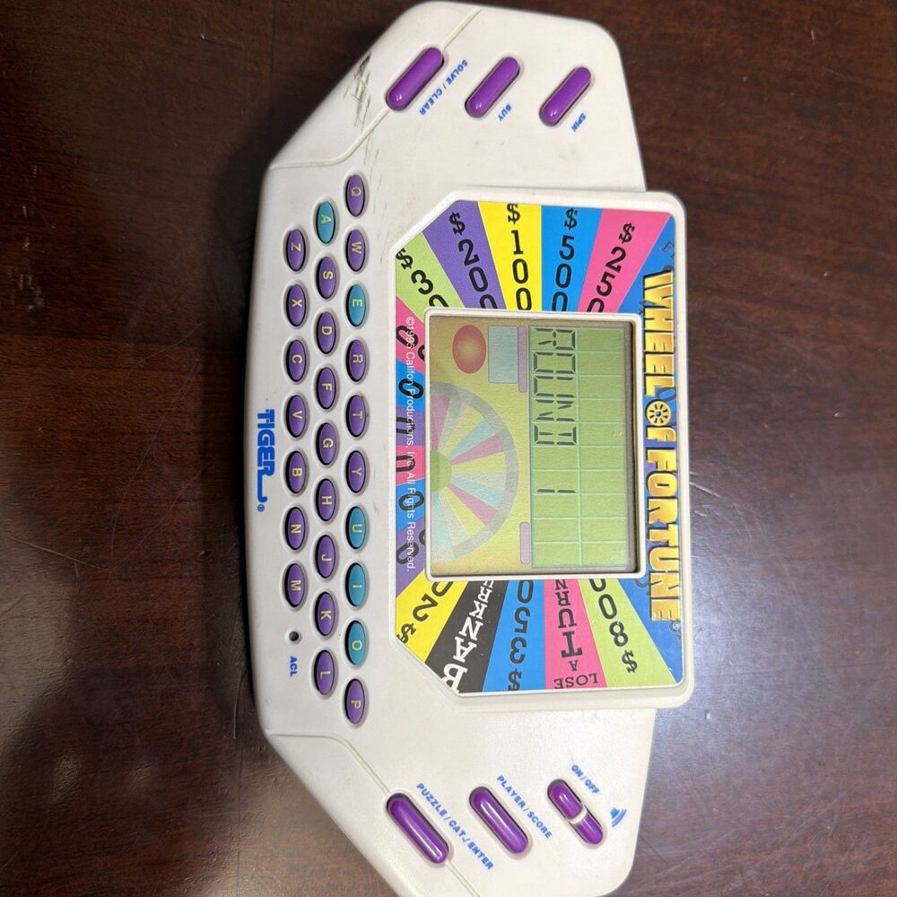 Tiger Electronics Vintage 1995 Wheel Of Fortune Handheld Game 1 Cartridge Tested